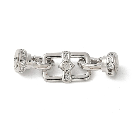 Brass Pave Clear Cubic Zirconia Fold Over Clasps KK-M320-16P-1