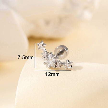 Brass Pave Cubic Zirconia Star Cartilage Earrings FS-WG0D3BD-01-1