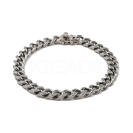 Non-Tarnish 304 Stainless Steel Cuban Link Chain Bracelet NJEW-D050-02E-P-1