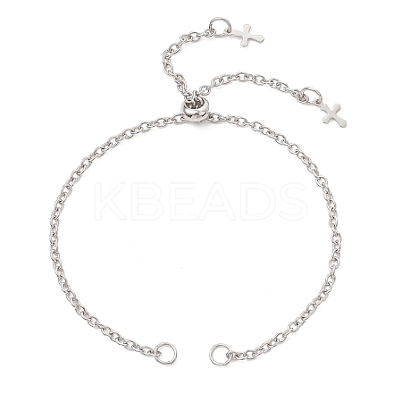 2.5MM 304 Stainless Steel Cable Chain Slider Bracelet Makings AJEW-JB01521-1