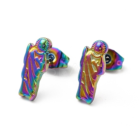 Ion Plating(IP) 304 Stainless Steel Human Stud Earrings for Women EJEW-E271-01M-1