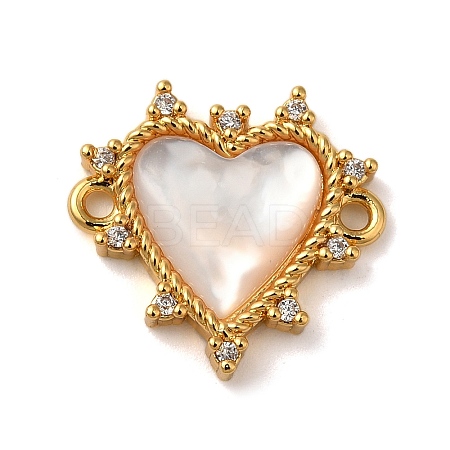 Rack Plating Brass Micro Pave Clear Cubic Zirconia Connector Charms KK-K345-17G-1