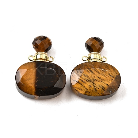Natural Tiger Eye Perfume Bottle Pendants G-L623-07G-06-1