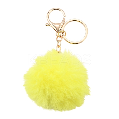 Faux Rabbit Fur Pom Pom Ball Keychain KEYC-FS00031-06-1