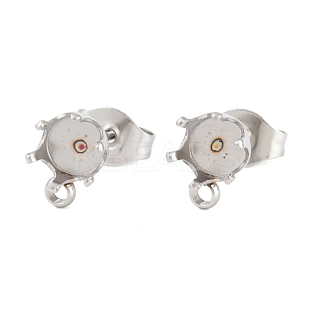 304 Stainless Steel Flat Round Stud Earring Findings STAS-D389-04D-P-1