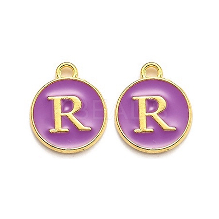 Golden Plated Alloy Enamel Charms ENAM-Q437-12R-1