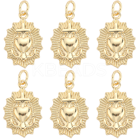 Beebeecraft 6Pcs Brass Pendants KK-BBC0009-54-1