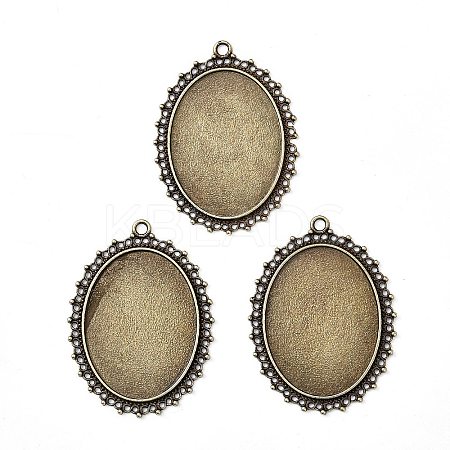 Tibetan Style Alloy Oval Tray Cabochon Settings LS-TIBEP-5437-AB-LF-1