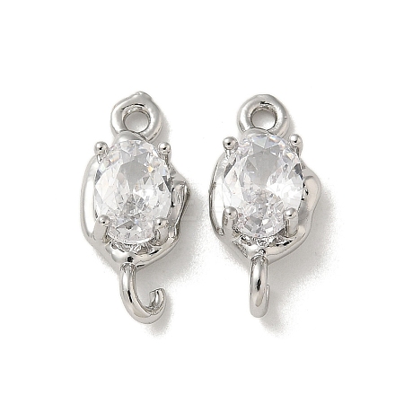 Brass Clear Cubic Zirconia Connector Charms KK-R210-15P-1