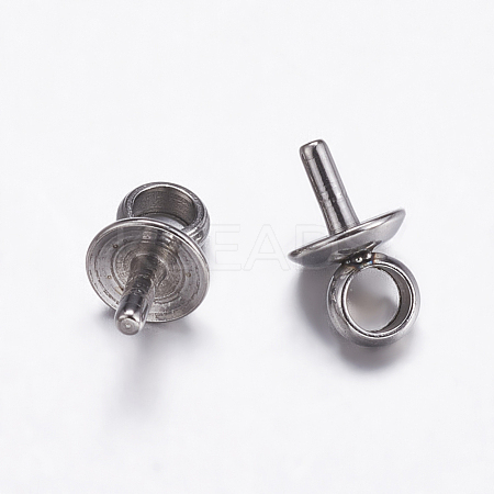 304 Stainless Steel Cup Pearl Peg Bails Pin Pendants STAS-K146-003-4mm-1