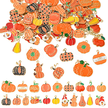 80Pcs 20 Styles Thanksgiving Day Theme Alloy Enamel Pendants ENAM-SC0006-85-1