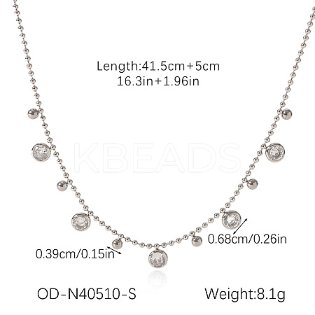 304 Stainless Steel Pave Clear Cubic Zirconia Pendant Necklaces WG6D3B0-02-1