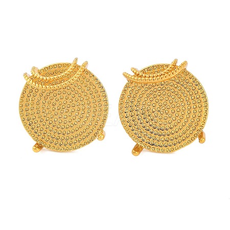 Brass Stud Earring Findings with Round Tray KK-G502-19B-G-1
