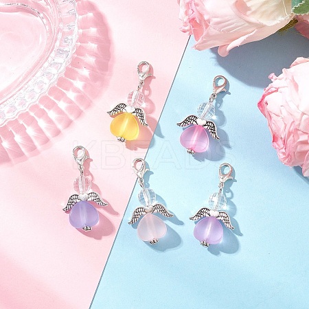 Heart Angel Acrylic Pendant Decorations HJEW-JM03566-02-1