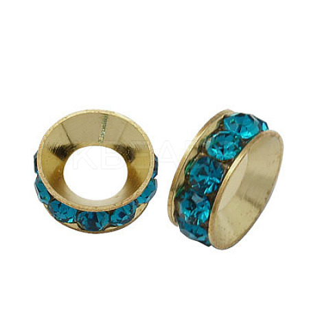Brass Rhinestone Spacer Beads RB-A020-9mm-06LG-1