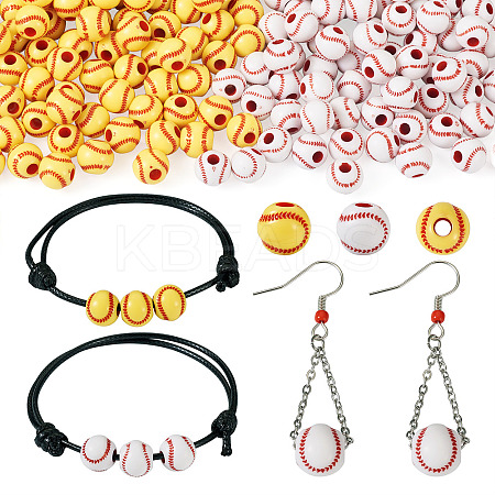 200Pcs 2 Colors Opaque Acrylic Round Beads SACR-BY0001-02-1
