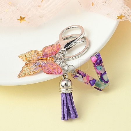 Resin Letter & Acrylic Butterfly Charms Keychain KEYC-YW00001-22-1