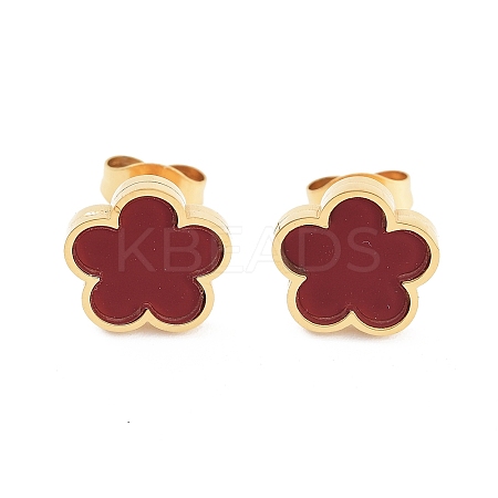Flower Resin Stud Earrings X-EJEW-K281-01G-02-1