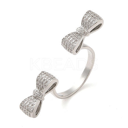 Brass Micro Pave Cubic Zirconia Cuff Rings RJEW-P102-04P-1