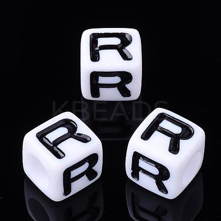Acrylic Horizontal Hole Letter Beads PL37C9129-R-1