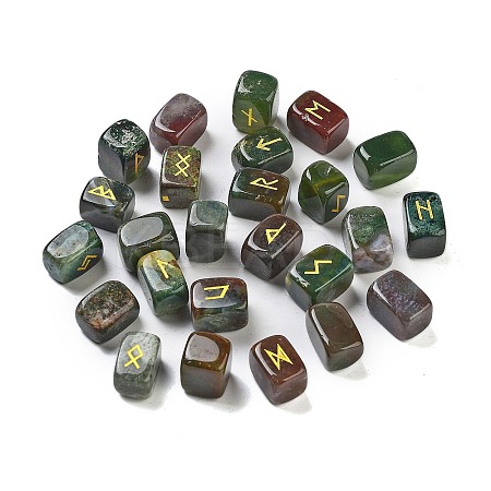 Rectangle Natural Indian Agate Rune Stones G-Z059-01H-1