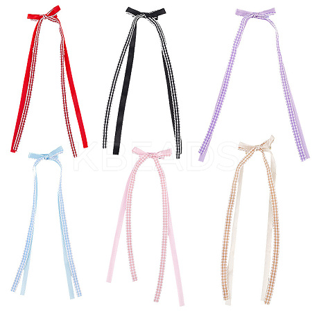 6Pcs 6 Colors Lace Bowknot Polyester Alligator Hair Clips PHAR-CY0001-02-1