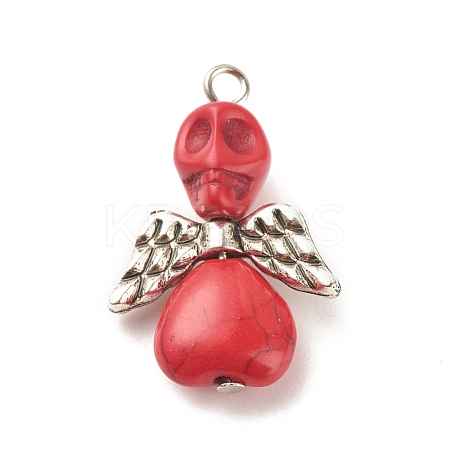 Halloween Dyed Synthetic Turquoise Pendants PALLOY-JF01598-02-1