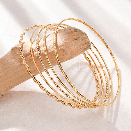 5Pcs 304 Stainless Steel Bangle Set for Women BJEW-S162-01A-G-1