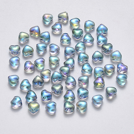 Transparent Spray Painted Glass Beads GLAA-R211-02-D01-1