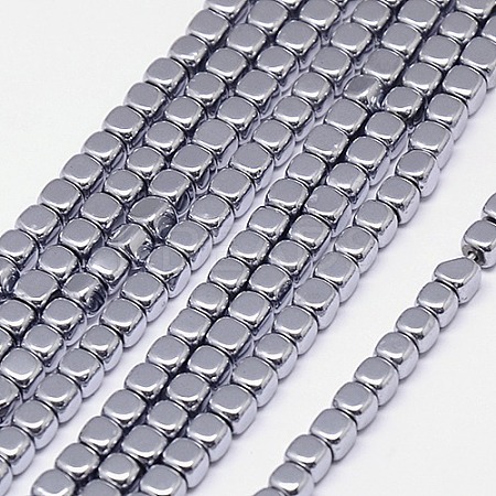 Electroplate Non-magnetic Synthetic Hematite Beads Strands G-J172-4x4mm-02-1