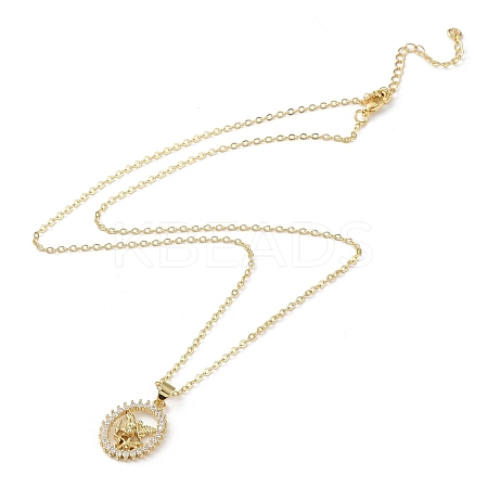 Brass Micro Pave Cubic Zirconia Pendants Necklace LS-NJEW-I125-01B-1