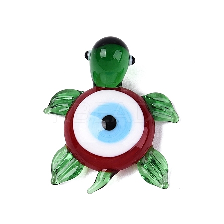Handmade Lampwork Turtle with Evil Eye Figurine Display Decorations LAMP-N034-25B-1