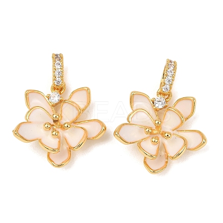Brass Micro Pave Clear Cubic Zirconia Enamel Pendants KK-G543-08G-01-1