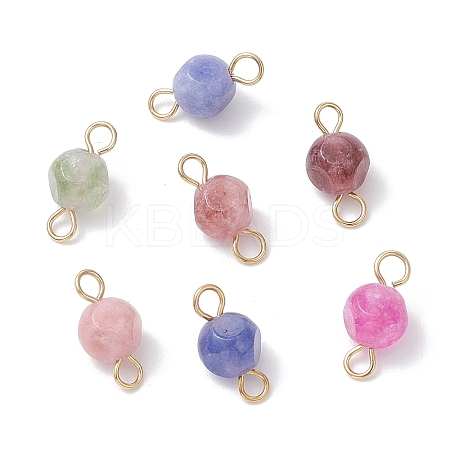 Natural Colorful Tourmaline Dice Connector Charms PALLOY-JF04323-02-1