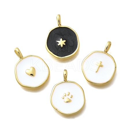 Brass with Enamel Pendants KK-D295-31G-1