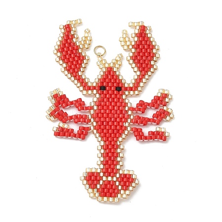 Beaded Crayfish Charms PALLOY-CJ00175-1