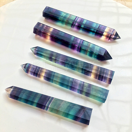 Natural Colorful Fluorite Pointed Prism Bar Home Display Decoration G-PW0007-098C-1