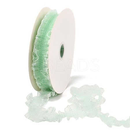 20 Yards Polyester Pleated Elastic Lace Trim SRIB-M015-01H-1
