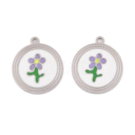 304 Stainless Steel Enamel Pendants STAS-L022-177B-P-1