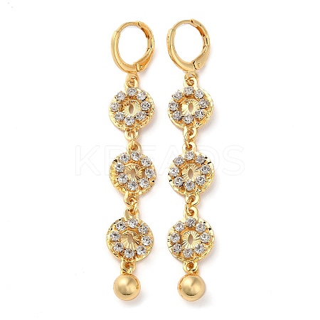 Rhinestone Flat Round Leverback Earrings EJEW-K256-09KCG-1