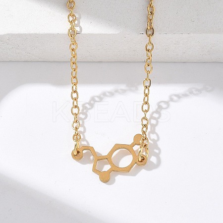 304 Stainless Steel Chemical Symbol Pendant Necklaces NJEW-Z073-03G-04-1