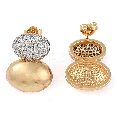 Oval Clear Cubic Zirconia Stud Earrings EJEW-Q387-04GP-1