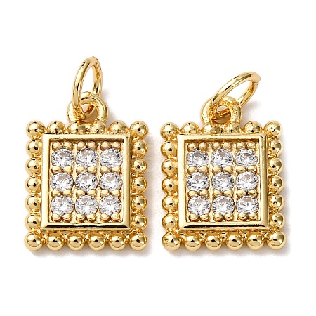 Brass Micro Pave Clear Cubic Zirconia Charms KK-A270-12G-1