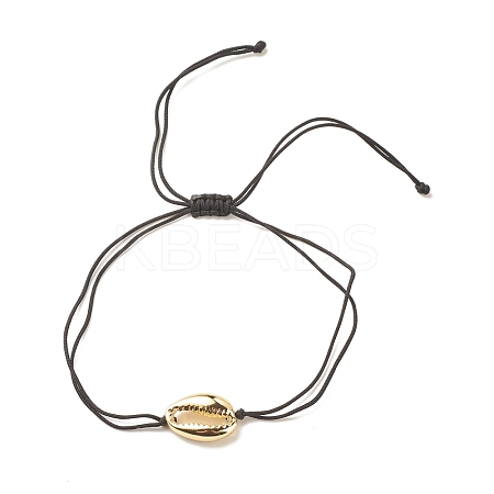 Alloy Shell Shape Braided Bead Bracelet for Women BJEW-JB08303-1