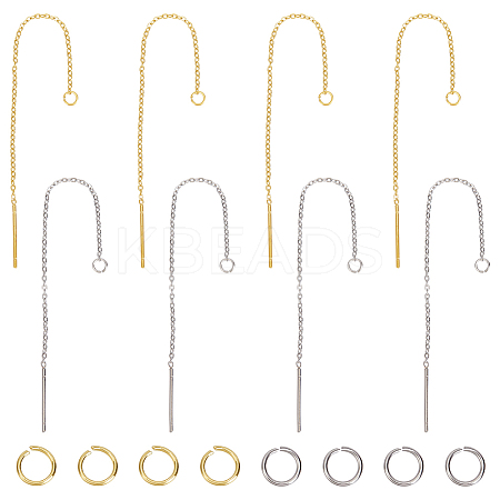 4 Pairs 2 Colors 304 Stainless Steel Earring Findings STAS-LP0001-89-1