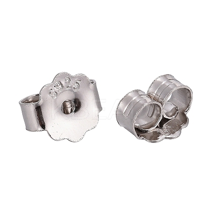 Rhodium Plated 925 Sterling Silver Friction Ear Nuts STER-L063-09P-1