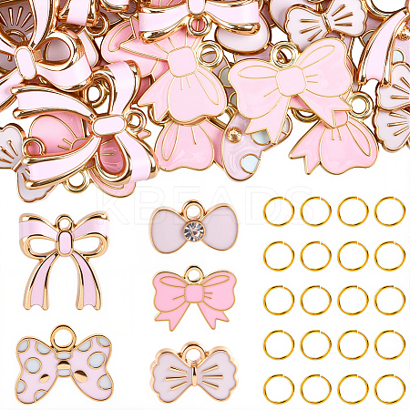 50Pcs Bowknot Alloy Enamel Pendants ENAM-SC0007-10-1