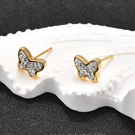 12 Pairs 304 Stainless Steel Rhinestone Stud Earrings EJEW-B135-01G-01-1