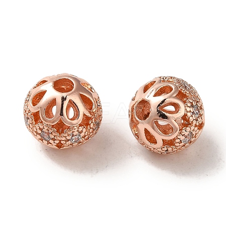 Rack Plating Brass Pave Cubic Zirconia Beads KK-M285-32C-RG-1