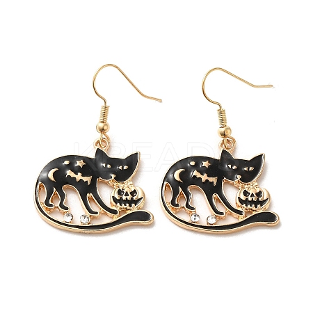 Halloween Golden Alloy Enamel Dangle Earrings EJEW-K274-03C-G-1